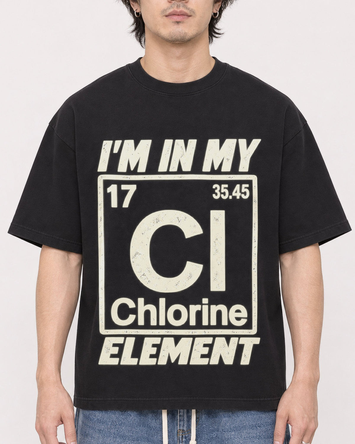 Mockup Boxy Heavyweight Tee Black male close-up 03