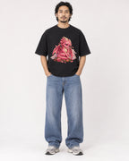 Mockup Boxy Heavyweight Tee Black male full-body 22