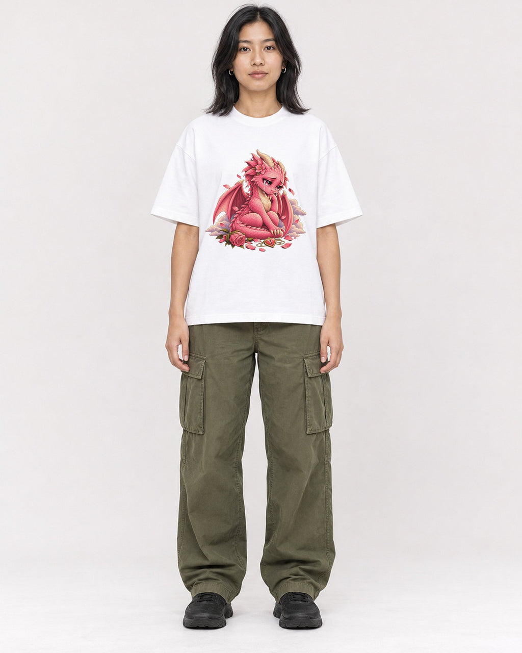 Mockup Boxy Heavyweight Tee White female full-body 22
