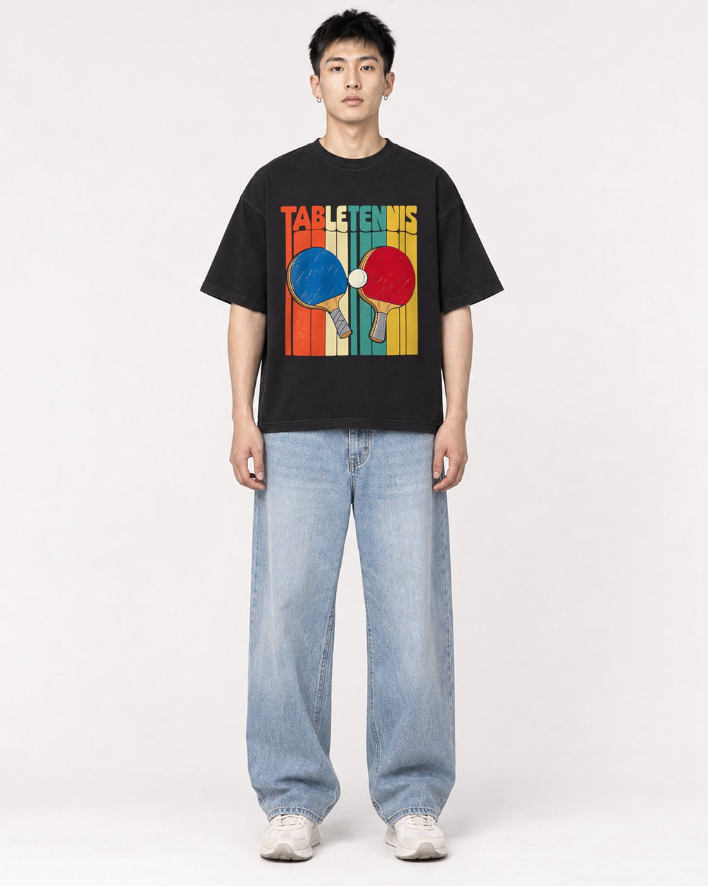 Mockup Boxy Heavyweight Tee Black male full-body 21