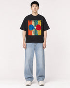 Mockup Boxy Heavyweight Tee Black male full-body 21