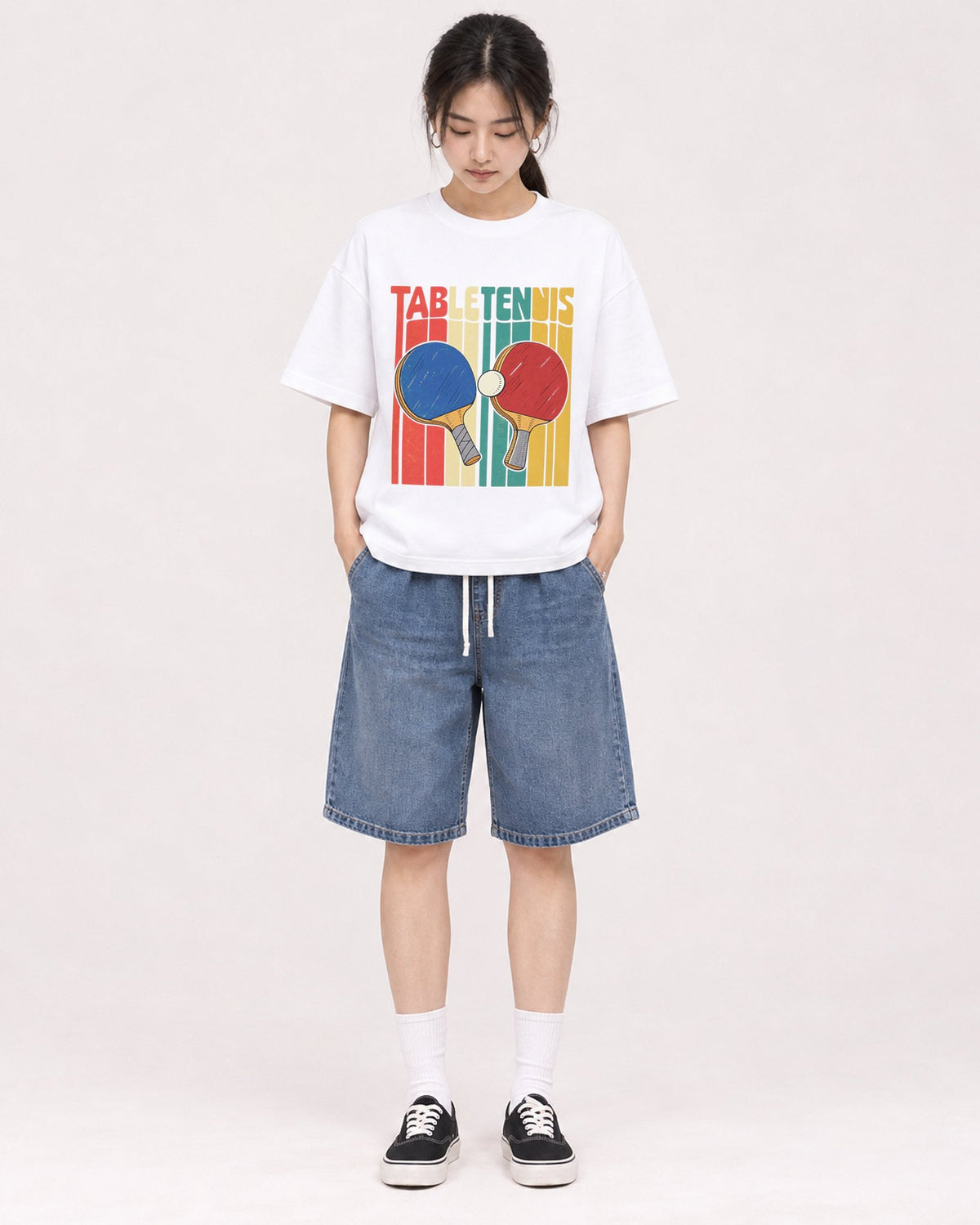 Mockup Boxy Heavyweight Tee White female full-body 21