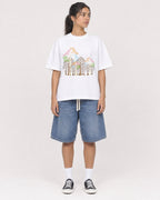 Mockup Boxy Heavyweight Tee White female full-body 16