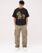 Mockup Boxy Heavyweight Tee Black male full-body 16