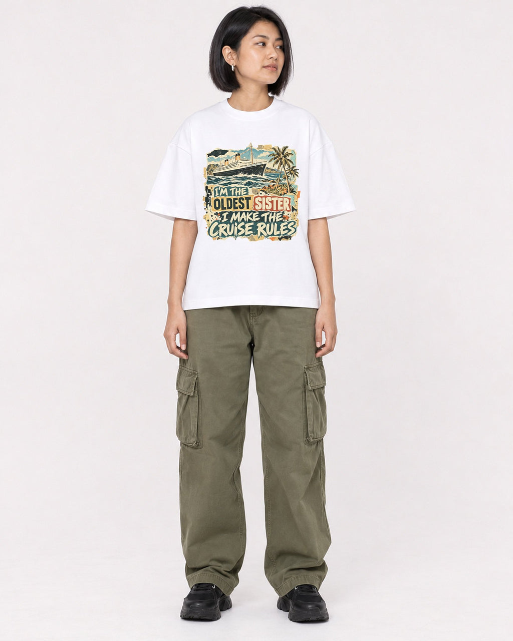 Mockup Boxy Heavyweight Tee White female full-body 32