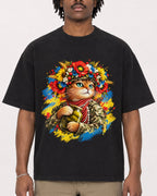 Mockup Boxy Heavyweight Tee Black male close-up 04