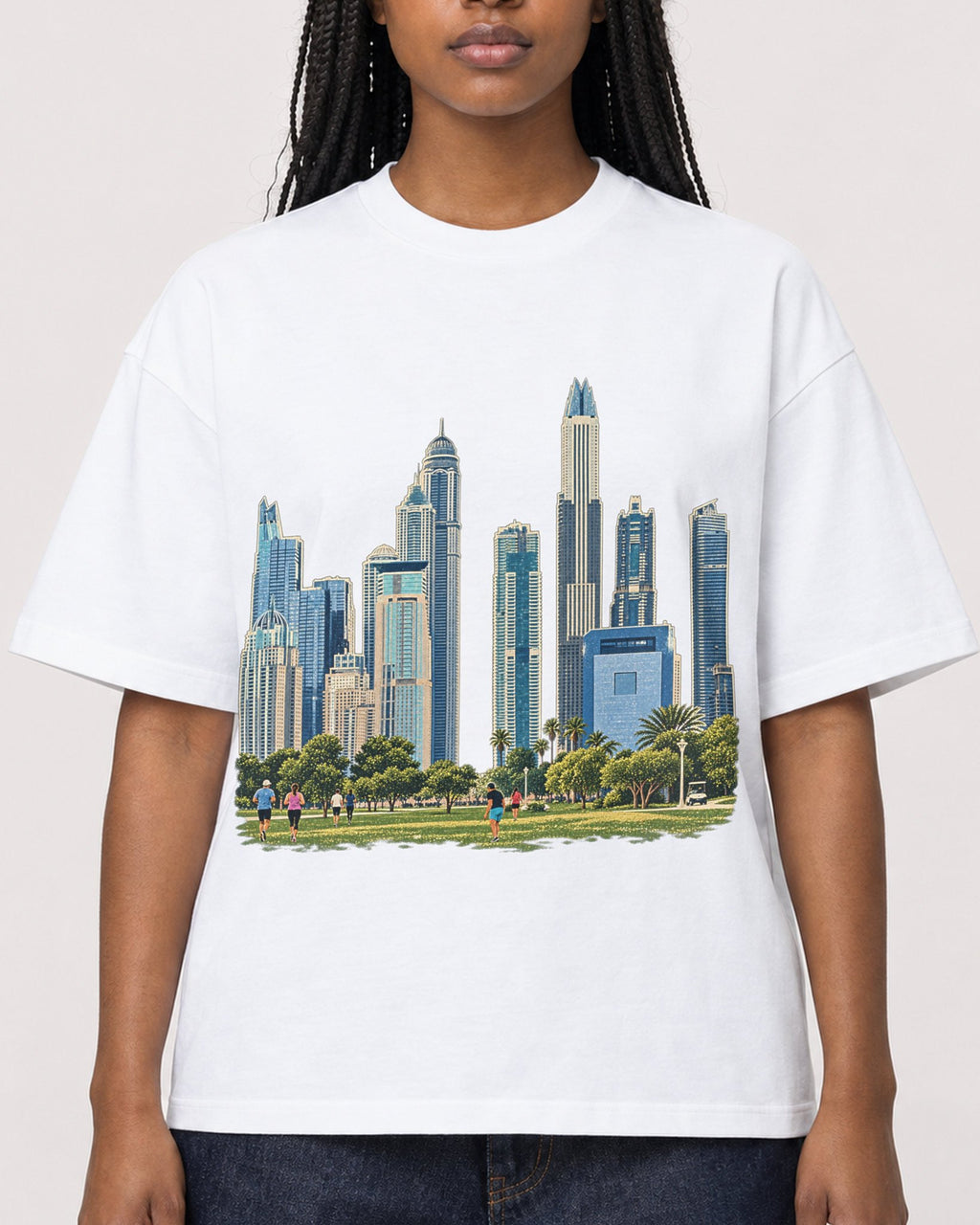Mockup Boxy Heavyweight Tee White female close-up 04