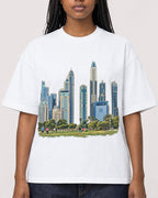 Mockup Boxy Heavyweight Tee White female close-up 04