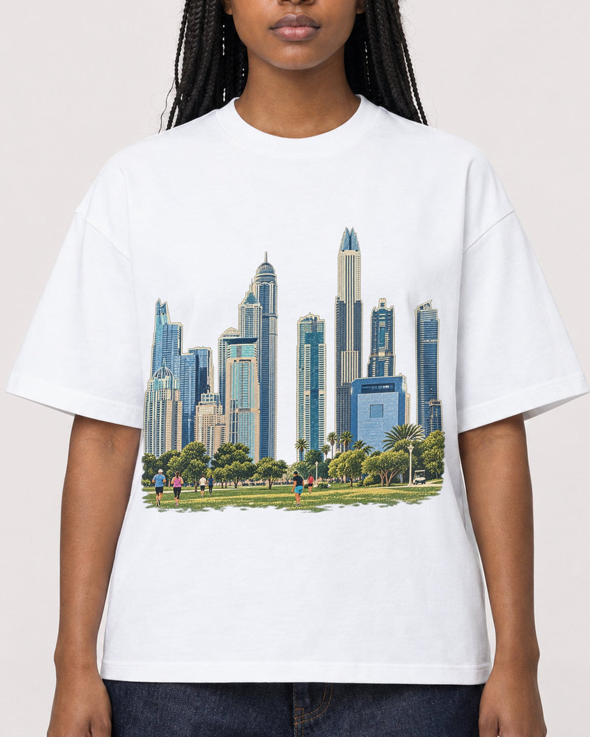 Mockup Boxy Heavyweight Tee White female close-up 04