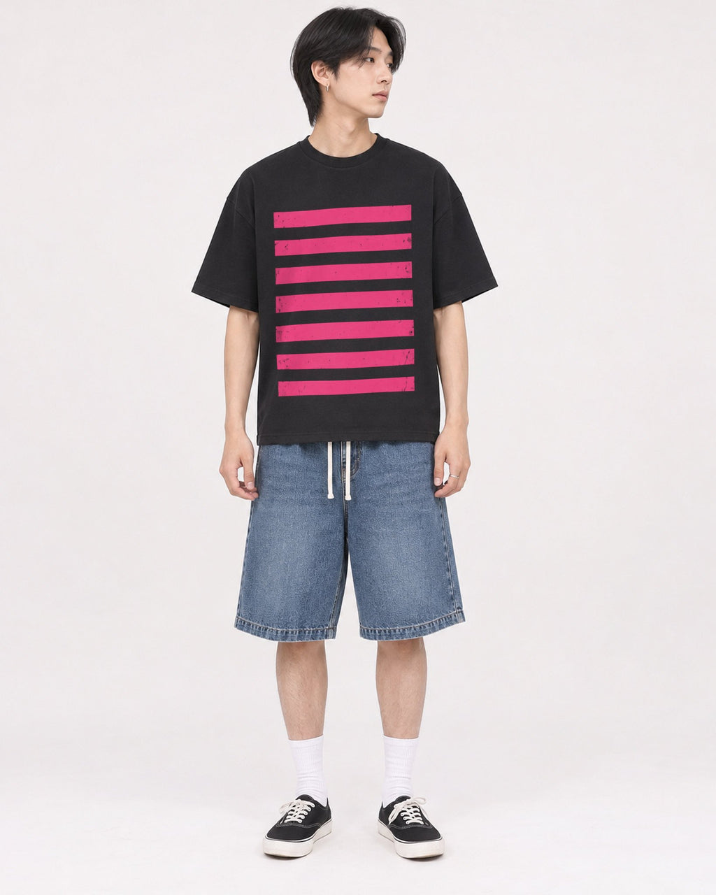 Mockup Boxy Heavyweight Tee Black male full-body 11