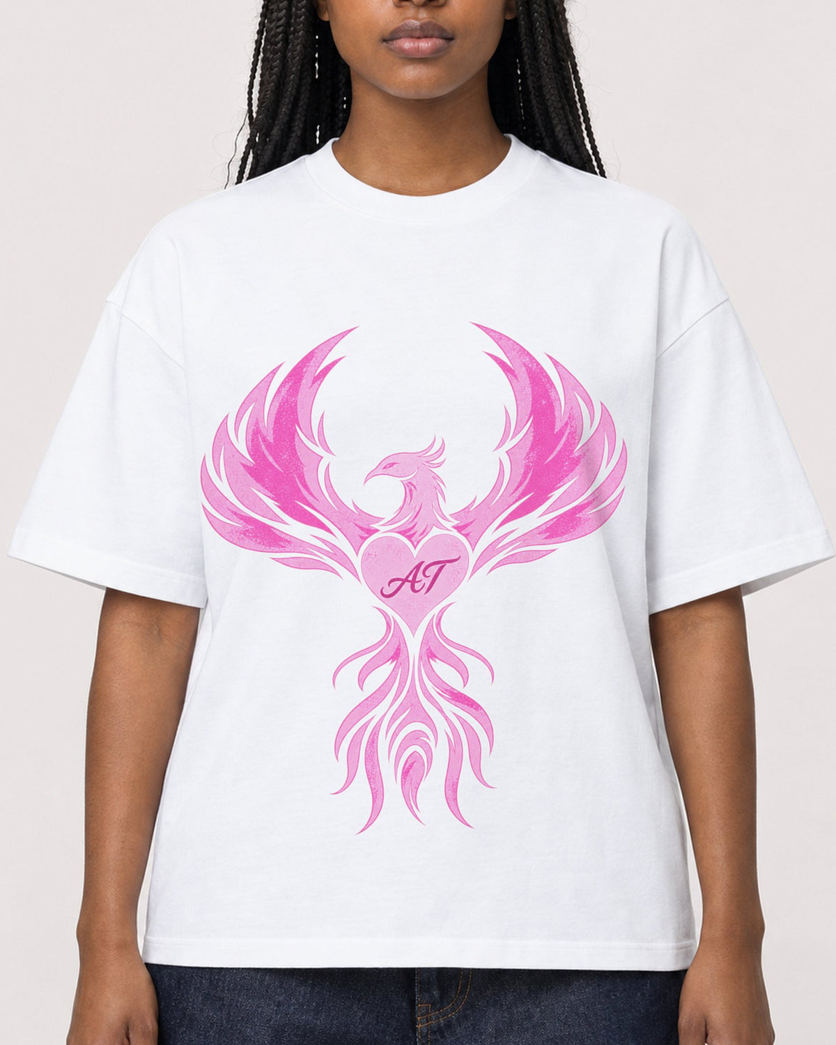 Mockup Boxy Heavyweight Tee White female close-up 04