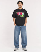 Mockup Boxy Heavyweight Tee Black male full-body 02