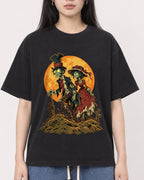 Mockup Boxy Heavyweight Tee Black female close-up 01