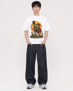 Mockup Boxy Heavyweight Tee White male full-body 01