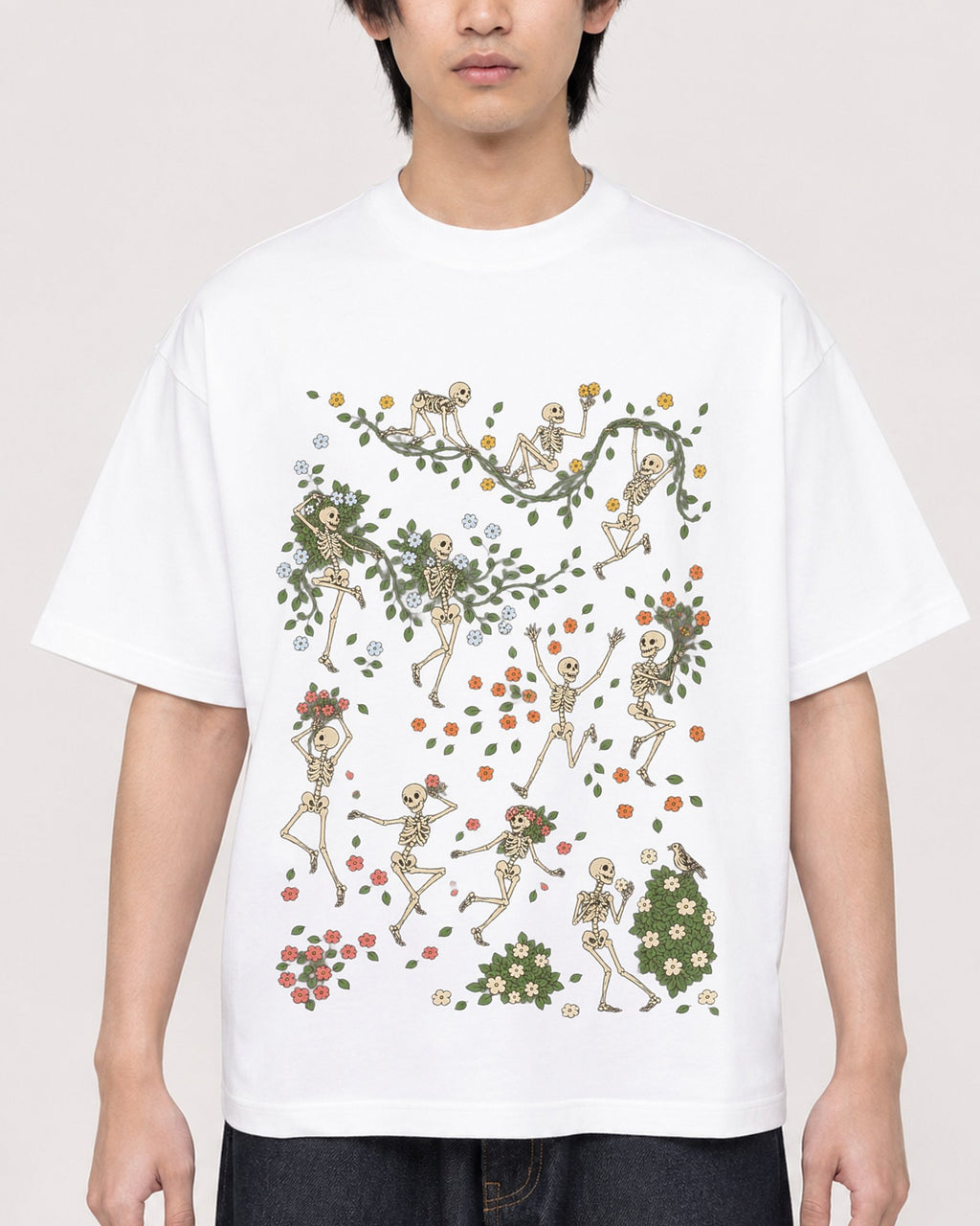 Mockup Boxy Heavyweight Tee White male close-up 11