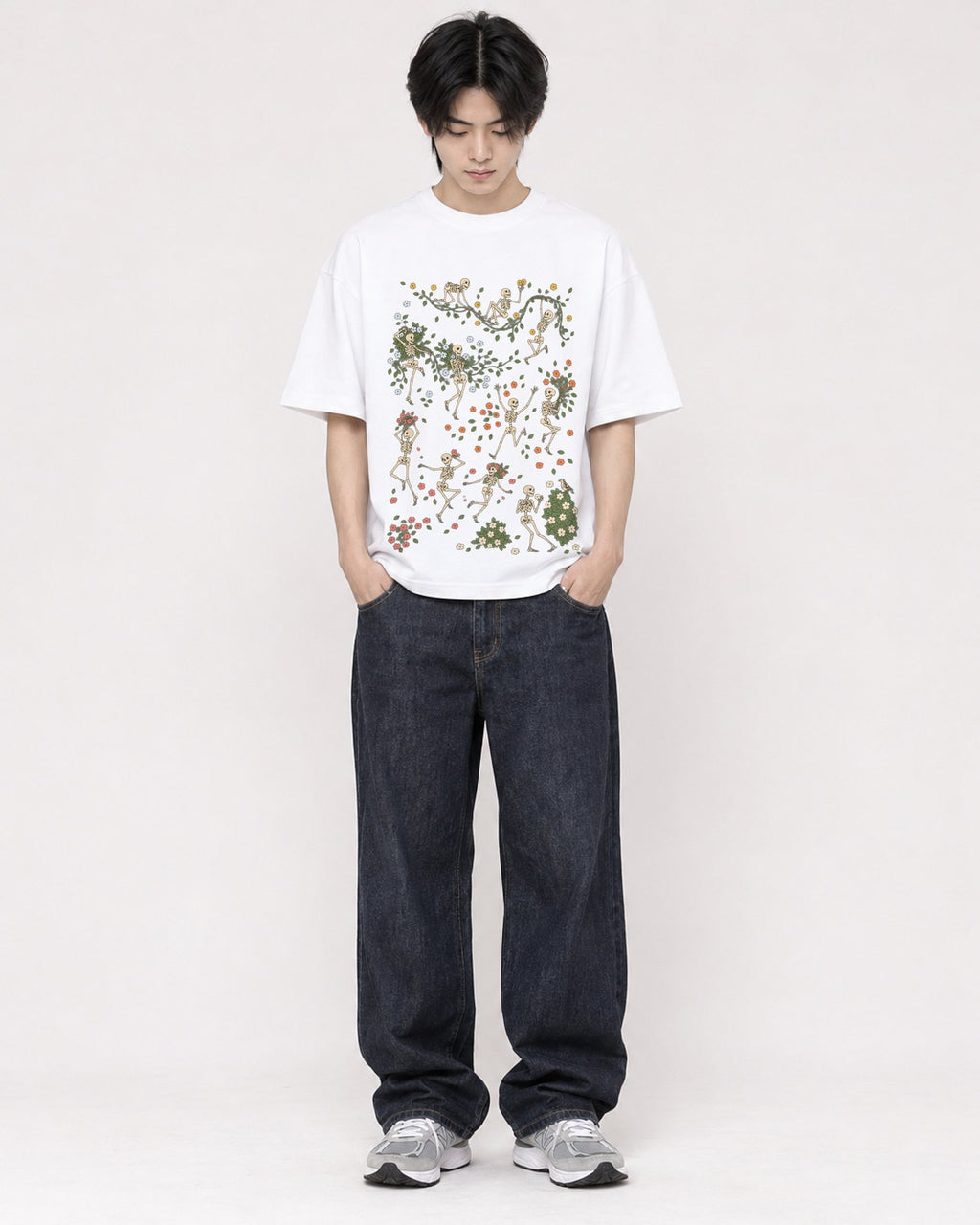 Mockup Boxy Heavyweight Tee White male full-body 11