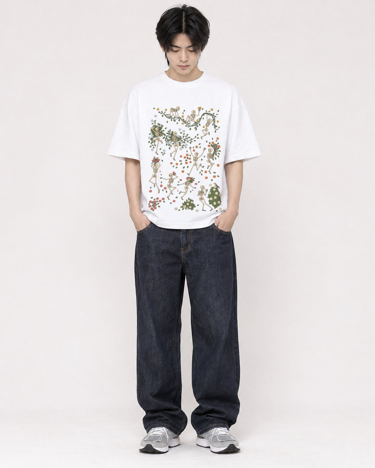 Mockup Boxy Heavyweight Tee White male full-body 11