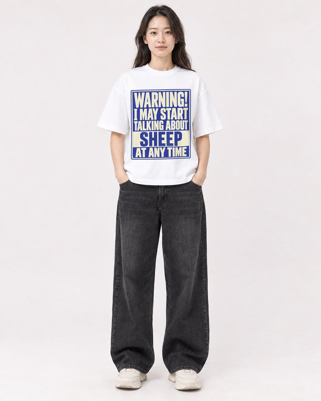 Mockup Boxy Heavyweight Tee White female full-body 03