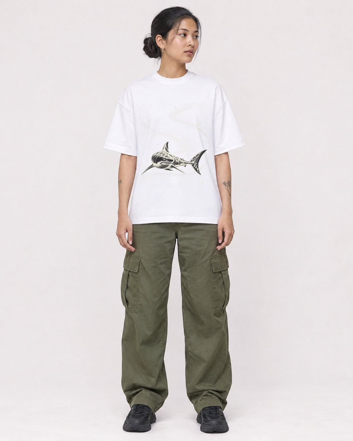 Mockup Boxy Heavyweight Tee White female full-body 12