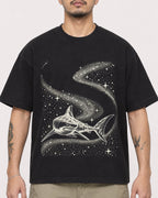 Mockup Boxy Heavyweight Tee Black male close-up 12