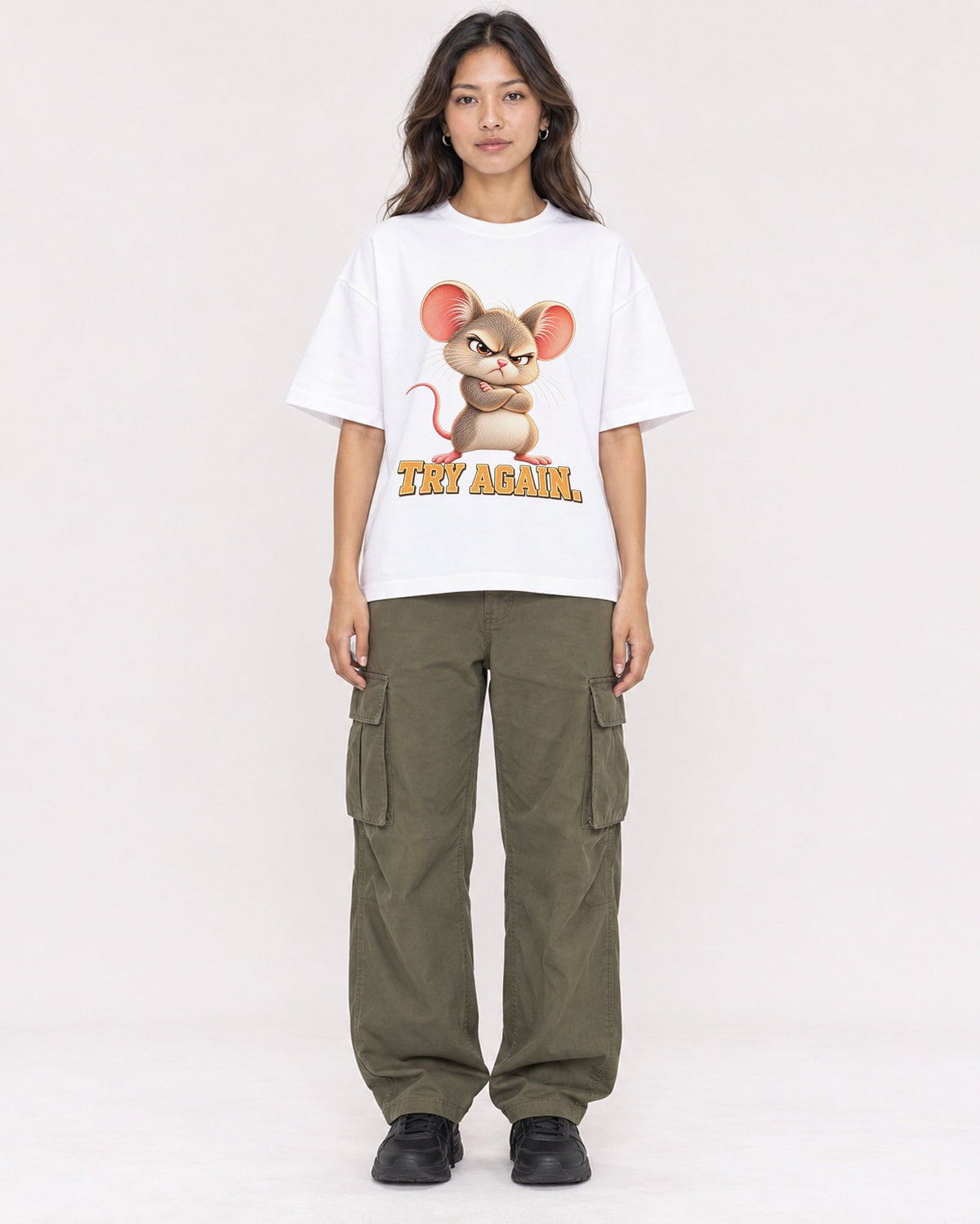 Mockup Boxy Heavyweight Tee White female full-body 02