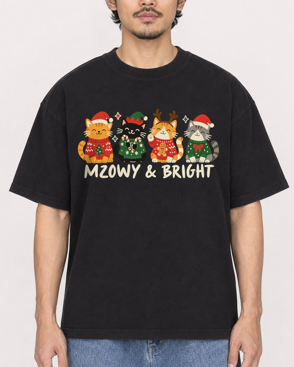 Mockup Boxy Heavyweight Tee Black male close-up 02