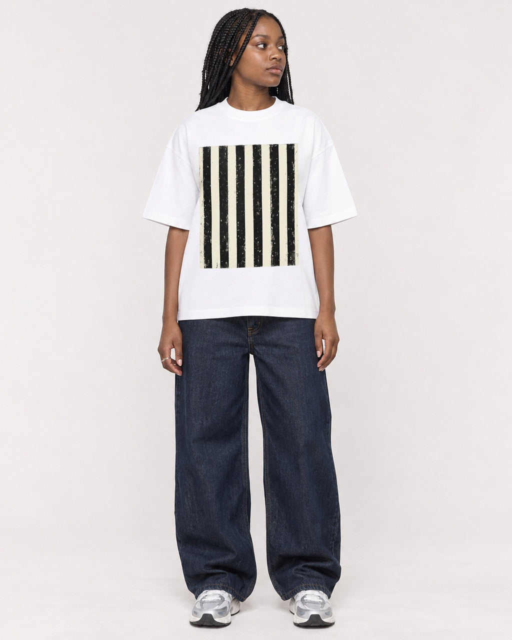 Mockup Boxy Heavyweight Tee White female full-body 04