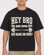 Mockup Boxy Heavyweight Tee Black male close-up 16