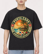 Mockup Boxy Heavyweight Tee Black male close-up 01