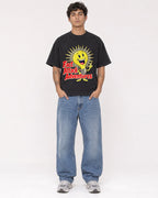 Mockup Boxy Heavyweight Tee Black male full-body 06