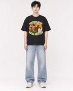 Mockup Boxy Heavyweight Tee Black male full-body 01
