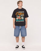Mockup Boxy Heavyweight Tee Black male full-body 19