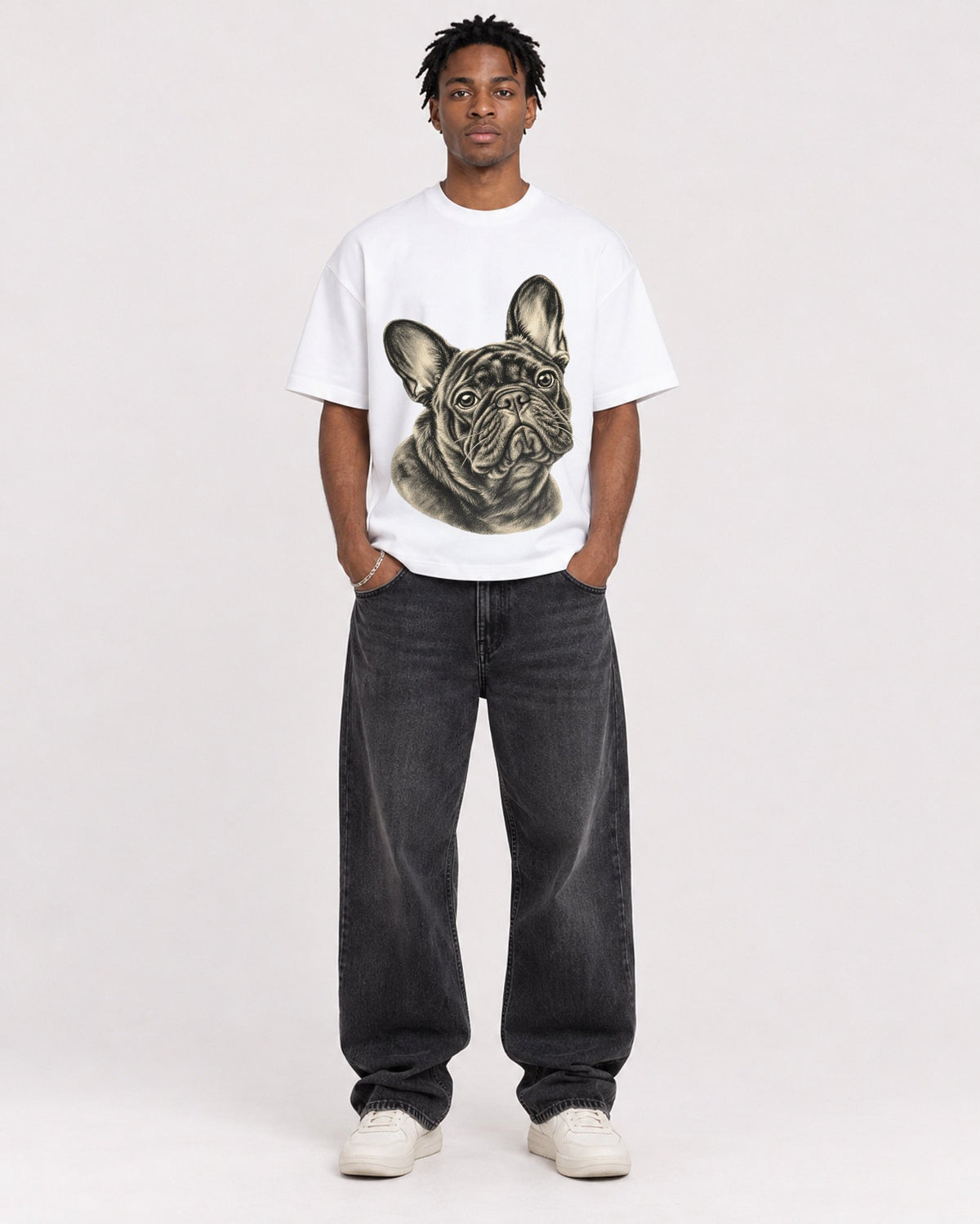 Mockup Boxy Heavyweight Tee White male full-body 05