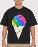 Mockup Boxy Heavyweight Tee Black male close-up 16