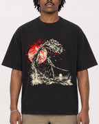 Mockup Boxy Heavyweight Tee Black male close-up 04
