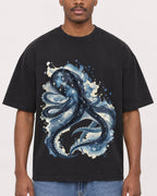 Mockup Boxy Heavyweight Tee Black male close-up 14