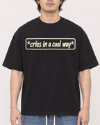 Mockup Boxy Heavyweight Tee Black male close-up 03