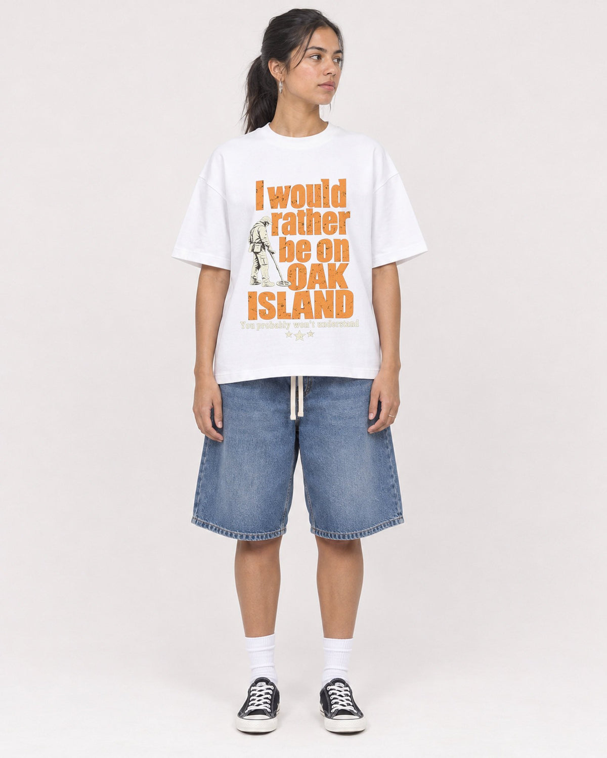 Mockup Boxy Heavyweight Tee White female full-body 16