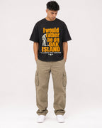 Mockup Boxy Heavyweight Tee Black male full-body 16