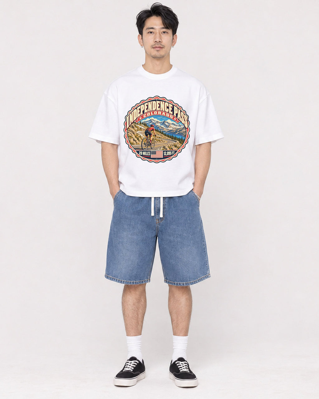 Mockup Boxy Heavyweight Tee White male full-body 13