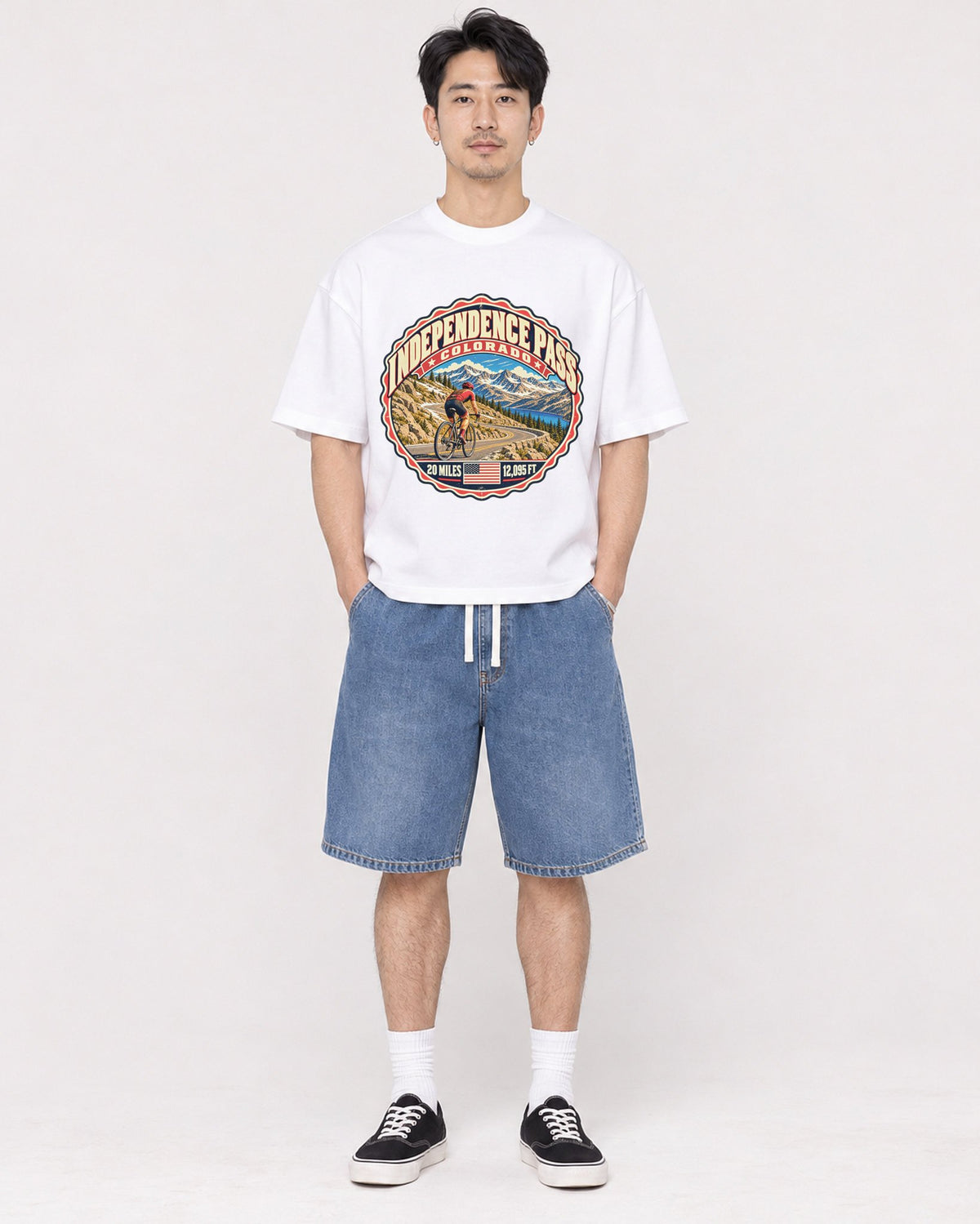 Mockup Boxy Heavyweight Tee White male full-body 13