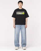 Mockup Boxy Heavyweight Tee Black male full-body 21