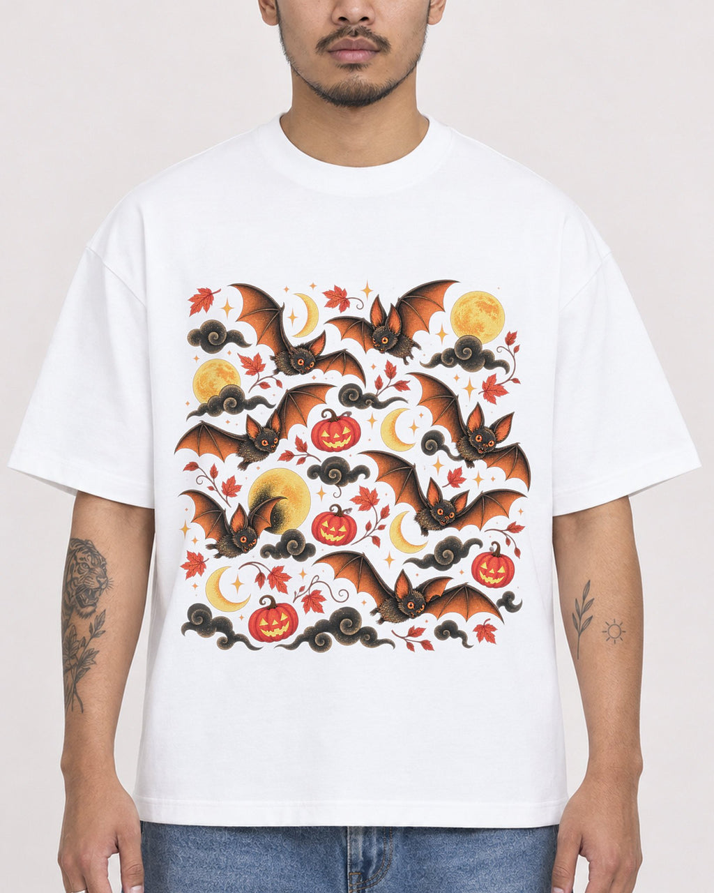 Mockup Boxy Heavyweight Tee White male close-up 12
