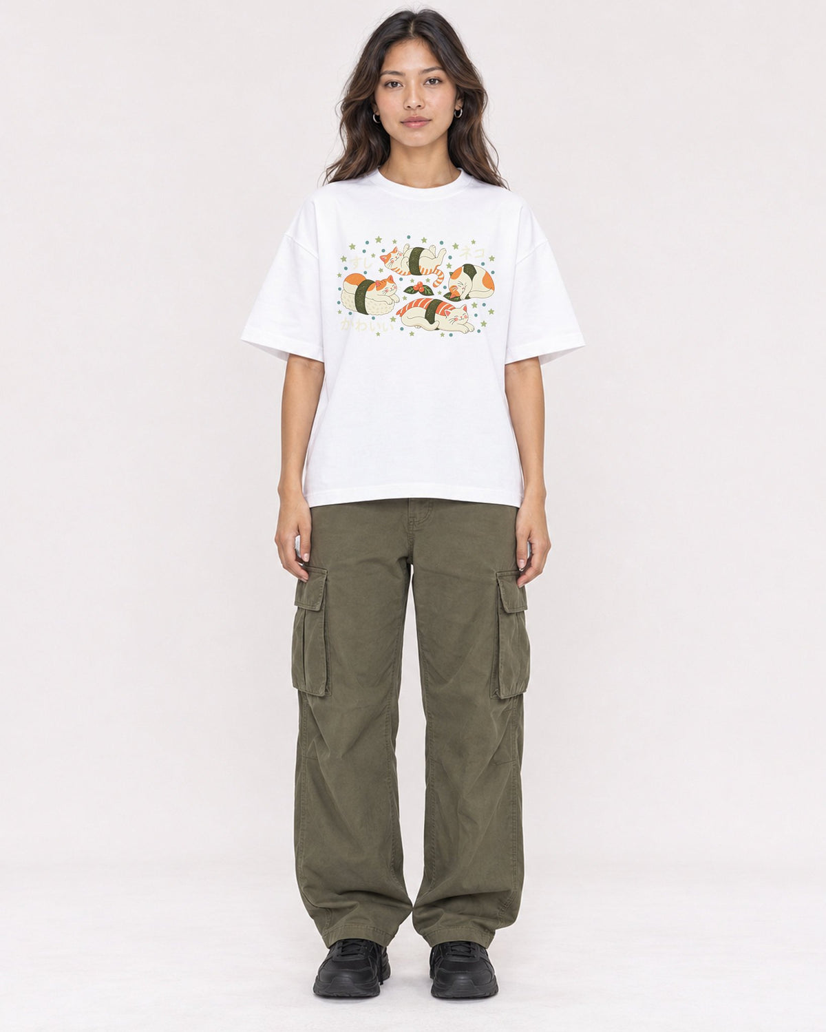 Mockup Boxy Heavyweight Tee White female full-body 02