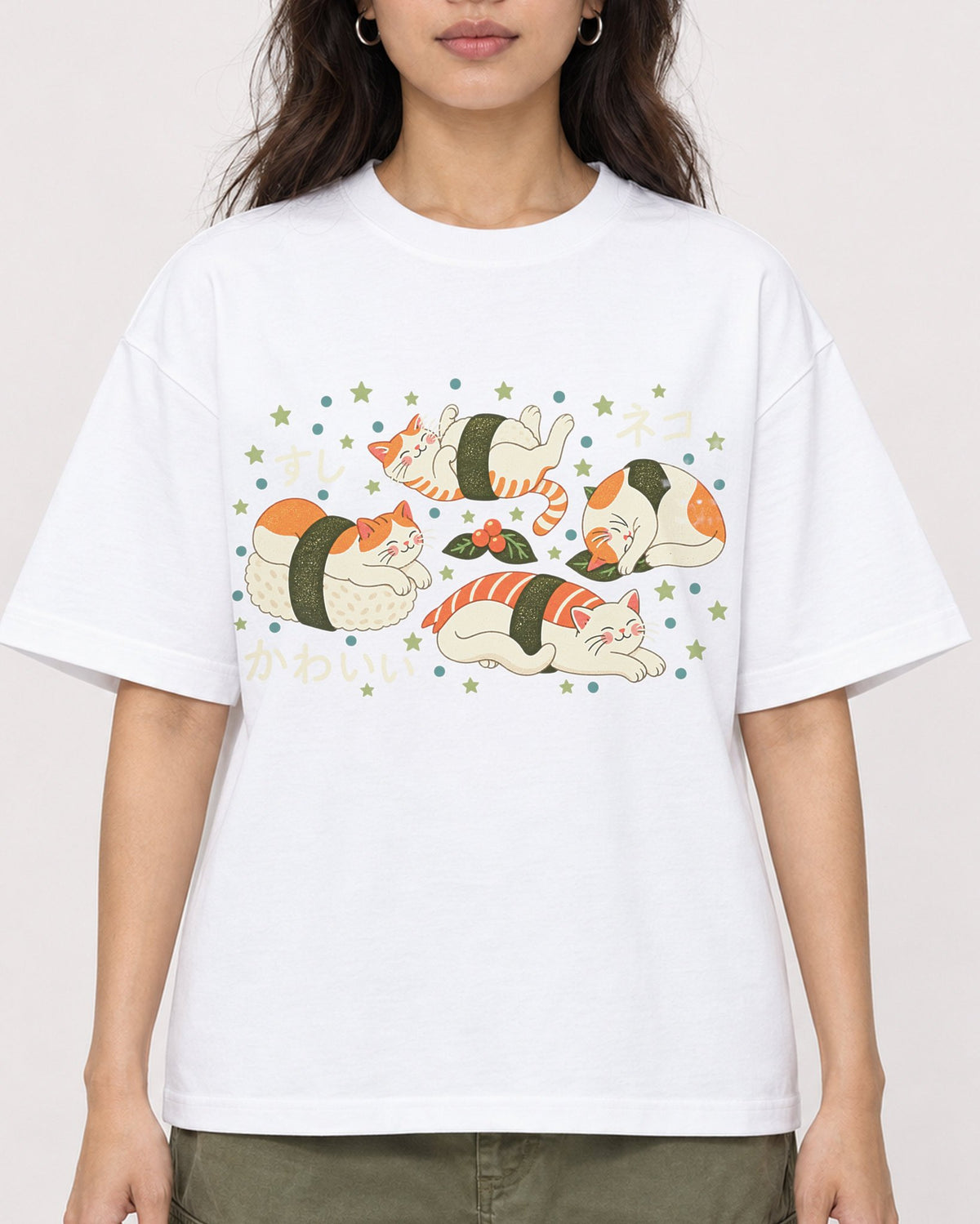 Mockup Boxy Heavyweight Tee White female close-up 02