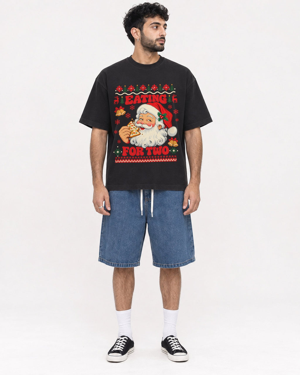 Mockup Boxy Heavyweight Tee Black male full-body 07