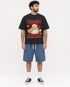 Mockup Boxy Heavyweight Tee Black male full-body 07