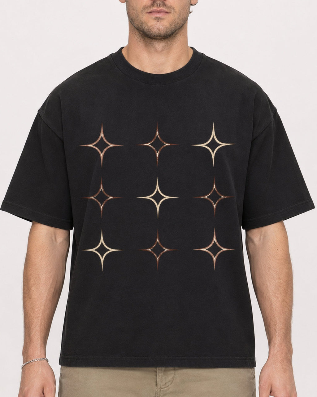 Mockup Boxy Heavyweight Tee Black male close-up 08