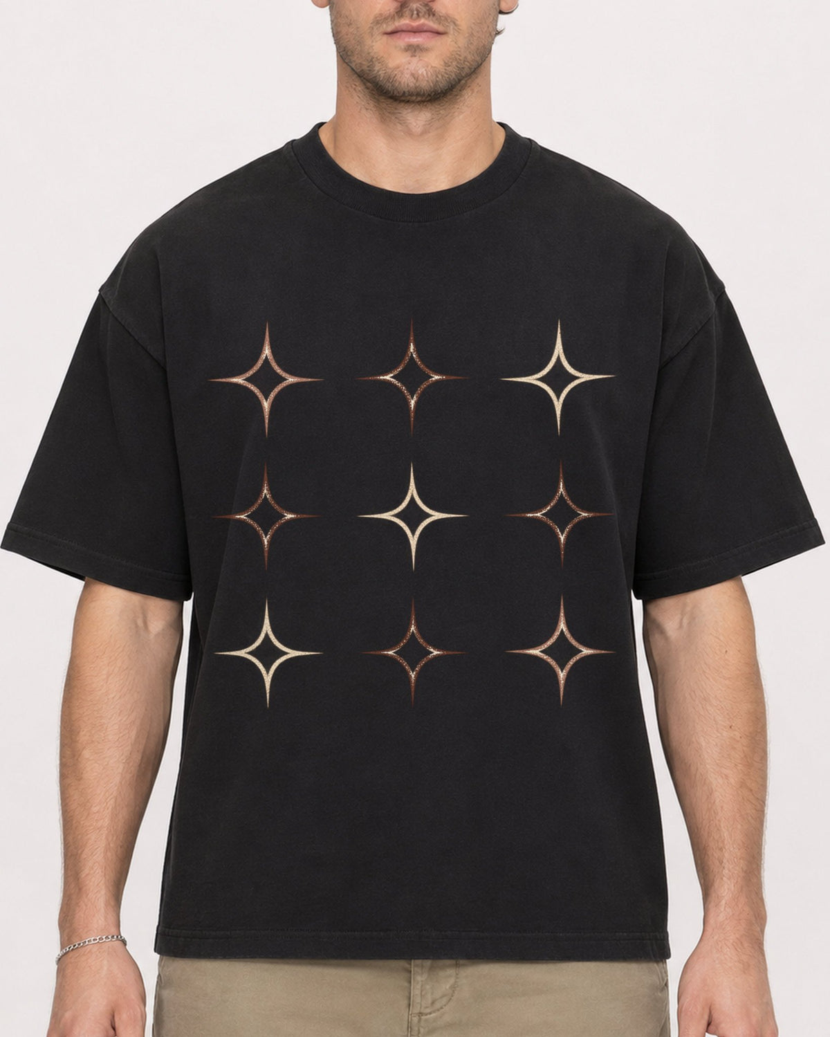 Mockup Boxy Heavyweight Tee Black male close-up 08