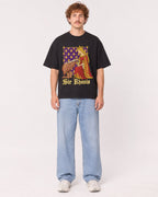 Mockup Boxy Heavyweight Tee Black male full-body 09